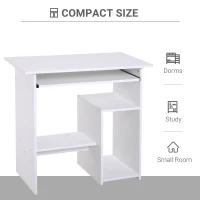 HOMCOM Compact Computer Desk with Keyboard Tray, Storage Shelf & CPU Stand for Home Office White(m-6)