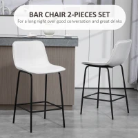 HOMCOM Bar Stools Set of 2, Upholstered Counter Height Bar Chairs, Kitchen Stools with Steel Legs(m-4)