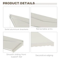 Outsunny 12' x 10' Electric Awning, Retractable Awning, UV Protection Sun Shade Shelter with Remote Controller and Manual Crank Handle for Deck, Balcony, Yard, Cream White(m-7)