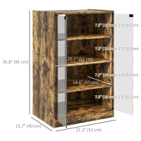 HOMCOM 5-Tier Media Cabinet, Media Stand with Adjustable Shelves, Tempered Glass Doors, and Cable Management, Rustic Brown(m-3)