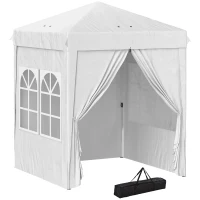 Outsunny 6.7' x 6.7' Pop-Up Canopy Tent with Sidewalls, Height-Adjustable, Carry Bag Included, for Outdoor, Garden, Patio, White(m-11)