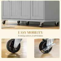 HOMCOM Modern Rolling Kitchen Island Cart with Drawers, Natural Wood Top, Towel Rack, Door Storage Cabinet, Grey(m-7)