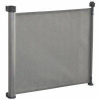 PawHut Retractable Pet Gate, Adjustable Safety Mesh Dog Gate, Extends to 55" for Narrow or Wide Doorways, Hallways, Stairs, Grey(m-11)