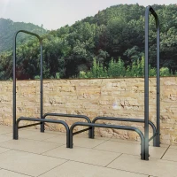 Outsunny 4ft Outdoor Firewood Rack with Cover, Adjustable Wood Storage Holder, Indoor Outdoor Log Rack, Black(m-10)