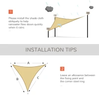 Outsunny Triangle 16.4' Canopy Sun Sail Shade Garden Cover UV Protector Outdoor Patio Lawn Shelter with Carrying Bag (Sand)(m-6)