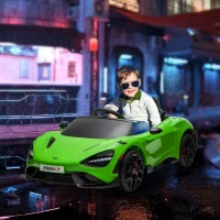 Qaba McLaren 765LT Licensed 12V Kids Electric Car w/ Scissor Doors, Transport Wheels, Remote, Slow Start, Music Horn Green(m-1)