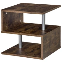 HOMCOM 3 Tier S-Shaped Side Table, Industrial End Table, Small Coffee Table with Open Storage Shelf for Living Room(m-1)