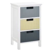 HOMCOM Bedside Table with 3 Drawers, Tall Nightstand for Bedroom, Modern Side Table with Storage, Multi-Colour(m-2)