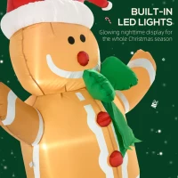 HOMCOM 6ft Christmas Inflatable Gingerbread Man, Outdoor Blow-Up Yard Decoration with LED Lights Display(m-4)