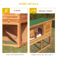 PawHut Wooden Rabbit Hutch, Indoor Outdoor Bunny Cage with Run, 2- Level Guinea Pig House with Slide-Out Tray, Waterproof Roof, Yellow(m-7)