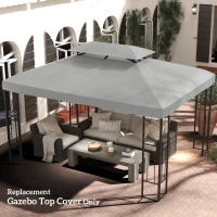 Outsunny 13' x 10' Gazebo Replacement Canopy 2 Tier Top UV Cover Pavilion Garden Patio Outdoor, Light Grey (TOP ONLY)(m-8)
