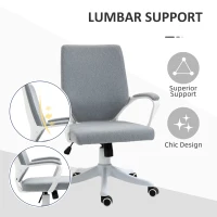 Vinsetto Mid Back Home Office Chair, Ergonomic Task Computer Desk Chair with Lumbar Back Support, Adjustable Height, and Padded Armrests, Grey(m-8)