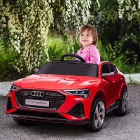 Aosom 12V Kids Electric Ride On Car, Audi E-tron, Battery Powered Toy with Parent Remote Control, Suspension System, Auxiliary Wheels, LED Lights, Music and Horn,  MP3 Player, Red(m-10)