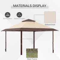Outsunny 13' x 13' Pop Up Party Tent Outdoor Canopy with Top Vent, 3-Level Adjustable Height, and Roller Bag, Khaki(m-4)