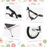 Aosom Kids Kick Scooter for 5+ Year Old, Kids Ride on Toy w/ 16'' Inflatable Wheel Dual Brakes, White(m-6)