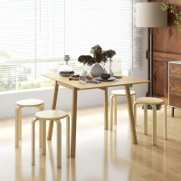 HOMCOM Round Stackable Chairs Set of 4, 18-Inch Backless Stacking Stools for Kitchen, Dining Room, Office, Outdoors(m-8)