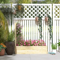 Outsunny Wood Planter Box with Trellis for Climbing Plants, Raised Garden Bed for Outdoor Flowers Herbs, 91"x24"x43", Natural(m-9)