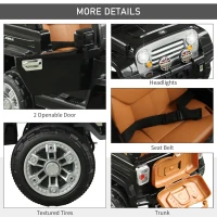Aosom 12V Kids Electric Toy Car Jeep Power Wheels with Remote Control Black(m-5)