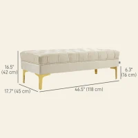 HOMCOM End of Bed Bench, Upholstered Bench, Entryway Shoe Bench with Button Tufted for Living Room, Bedroom, Beige(m-3)