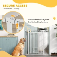 PawHut 42" Extra Tall Dog Gate w/ Cat Door, 2 Extension Kits, for Doorways, Hallways, Stairways, 30"-41" Width(m-6)
