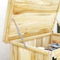 Outsunny Outdoor Storage Cabinet, Garden Tool Shed with Metal Tabletop, Shelf, Wooden Potting Bench with 2 Doors, Natural Wood(m-9)