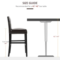 HOMCOM 2 Pieces Retro Style Bar Stools Tall Chair with Back  Footrest for Home Pub(m-7)