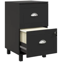 HOMCOM 2-Drawer Small Filing Cabinet Lockable Home Office Storage Cabinet with Adjustable Hanging Bars for A4 Letter Black(m-11)