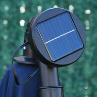 Outsunny 10ft Outdoor Cantilever Umbrella with Solar Lights Banana Umbrella with Adjustable Angle for Patio Backyard Navy Blue(m-9)