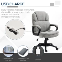 Vinsetto Massage Office Chair with 2 Vibration Motor Points, USB Power, Height Adjustable Executive Computer Chair, Comfy Desk Chair, Gray(m-5)