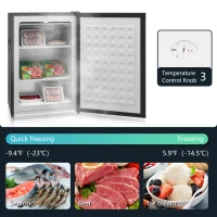 HOMCOM Upright Freezer, 3 Cu.Ft Mini Freezer with Reversible Single Door, Adjustable Thermostat for Home, Dorm, Black(m-4)