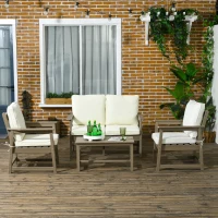 Outsunny Patio Furniture Set HDPE Material, 45" x 27.5" x 31.5", Cream White(m-10)