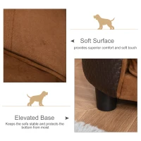 PawHut Dog Sofa, Cat Couch with Removable Washable Cushion, Elevated Pet Cat Sofa for Miniature Dogs, White(m-6)