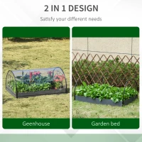 Outsunny 47" x 31" x 21" 12 Grids Garden Bed Planter Kit Box with Greenhouse with 2 Roll Up Windows Dual Use, Outdoor, PVC Cover(m-6)