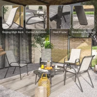 Outsunny Set of 4 Outdoor Dining Chairs, Stackable Patio Chairs with High Back, Breathable Mesh Seat for Garden Lawn, Mixed Gray(m-6)