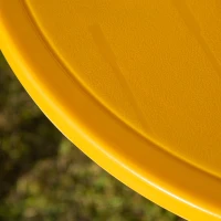 Outsunny Kids Folding Picnic Table and Chair Set Pattern Outdoor Garden Patio Backyard with Removable & Height Adjustable Sun Umbrella Yellow(m-9)