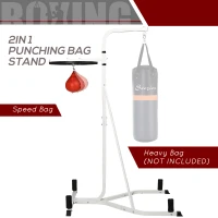 Soozier Free Standing Boxing Bag Stand, Speed Bag Station, Heavy Bag Set, Punching Ball, Boxing Rack Heavy Duty Equipment for Training at Home, White(m-4)