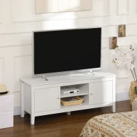 HOMCOM Modern TV Stand for TVs up to 55", TV Bench with Storage Cupboards and Shelves, 47.2" x 16.7" x 19.7", White(m-1)