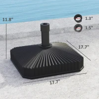 Outsunny Square Patio Umbrella Base Holder, Heavy Duty Outdoor Umbrella Stand Base, Filled Up to 42lbs with Stand or 33lbs with Water for Garden, Poolside, Black(m-3)