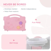 Qaba Baby Enclosure, 16 Panels Baby Playpen Baby Play Yard, Indoor & Outdoor Kids Activity Center, Pink(m-6)