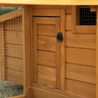 PawHut 2-Tier Chicken Coop, Wooden Hen House, Poultry Habitat Outdoor Backyard with Removable Tray, Nesting Box, Outside Run, Ramp, 71"x36"x31"(m-10)