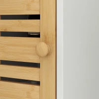 HOMCOM Wall Mounted Bathroom Cabinet with Storage, Bathroom Wall Cabinet with Bamboo Slat Door and Adjustable Shelf, White(m-9)