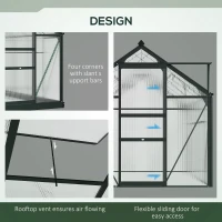 Outsunny 6.2' x 10.3' x 6.6' Outdoor Greenhouse with Walk-in Vent Door for Backyard Garden Gray(m-5)