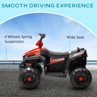 Qaba 12V Kids ATV with Four Wheels Spring Suspension, Forward & Backward, LED Light, MP3, Music, Red(m-4)