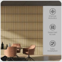 HOMCOM 24"x24" Wood Panels for Wall, 4 Pack Acoustic Panels, Sound Absorbing Slat Wall For Interior Wall Decor, Home, Oak(m-4)
