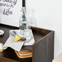 HOMCOM Kitchen Cabinet Storage Sideboard Server Console Buffet Table with Framed Glass Doors  Brown(m-7)