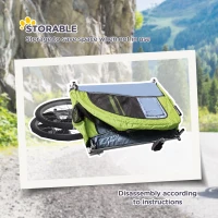 Aosom Dog Bike Trailer 2-In-1 w/ Suspension, Hitch, Storage Pockets, Green(m-6)