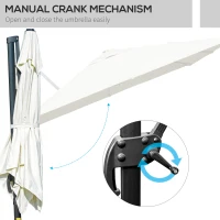 Outsunny 10x10ft Cantilever Umbrella Rotatable Square Top Market Parasol with 4 Adjustable Angle for Backyard Patio Outdoor Area Cream(m-6)