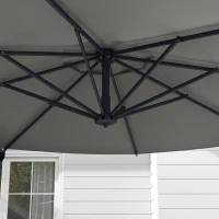 Outsunny 10 FT Cantilever Umbrella, Aluminum Hanging Offset Umbrella with 360°Rotation, Crank, Tilt, Cross Base, Grey(m-9)