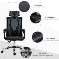 Vinsetto Mesh Office Chair Ergonomic Desk Chair with Rotate Headrest, Lumbar Support & Adjustable Height, 360° Swivel Computer Chair(m-9)
