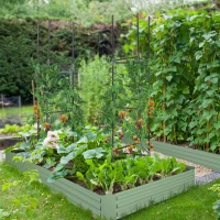 Outsunny 6' x 3' x 1' Raised Garden Bed with 2 Trellis Tomato Cages, Steel Frame Elevated Planter Box, Light Green(m-8)